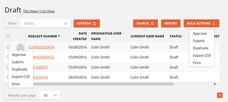eRequest 2017 New UI Features – Week 4 – Bulk Action Requests