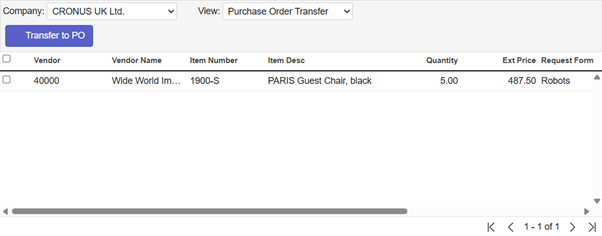 Transfer to PO example