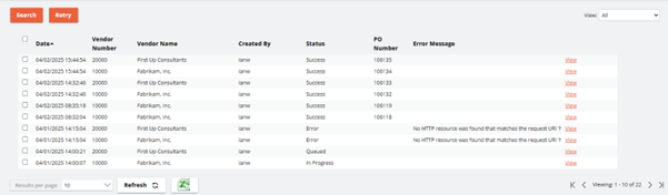 PO Transfer Audit example